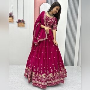Marron Lehenga Choli Navratri Choli Party Wear Peacock Design Indian Clothes